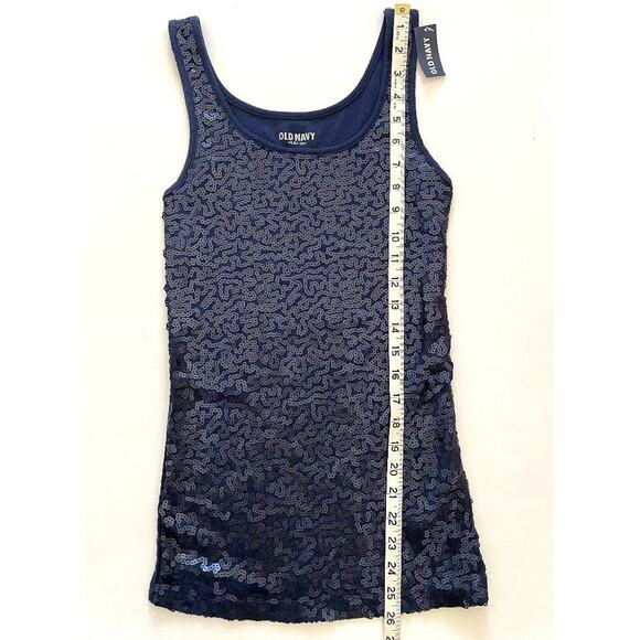 Old Navy Womens Scoop Neck Navy Sequin‎ Tank Top Size Small - Picture 5 of 5